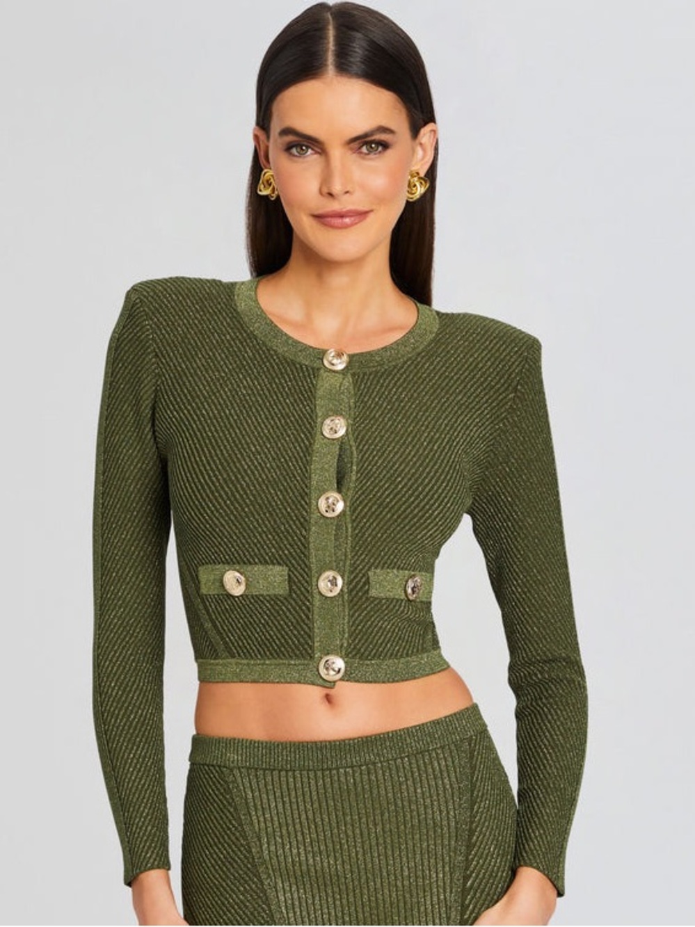 Retrofete SEPHIRA METALLIC RIB KNIT JACKET Sz L NWT
